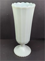 Large 12" Vertical Panel Milk Glass Vase