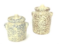 2 Pottery Cookie Jars w/ Lids