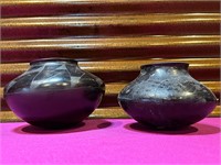 Native American Style Black Pottery Vases 1 AS IS
