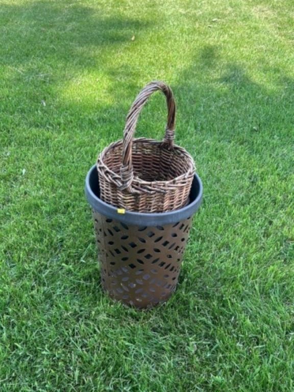 Planter in stand and basket
