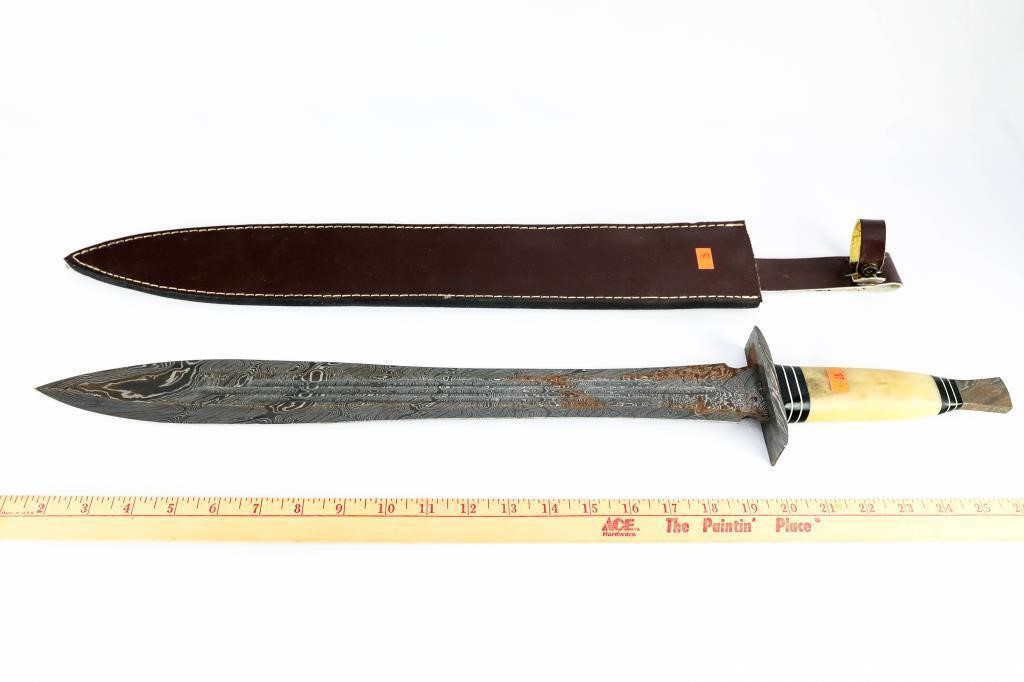Engraved Sword w/ Sheath 19.5" Blade