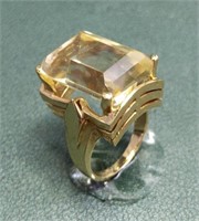 14K yellow gold ring with faceted stone