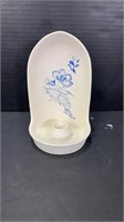 Candle Holder Ceramic White/blue