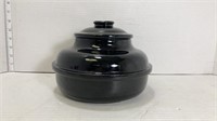 Wide Lidded Jar Black Ceramic