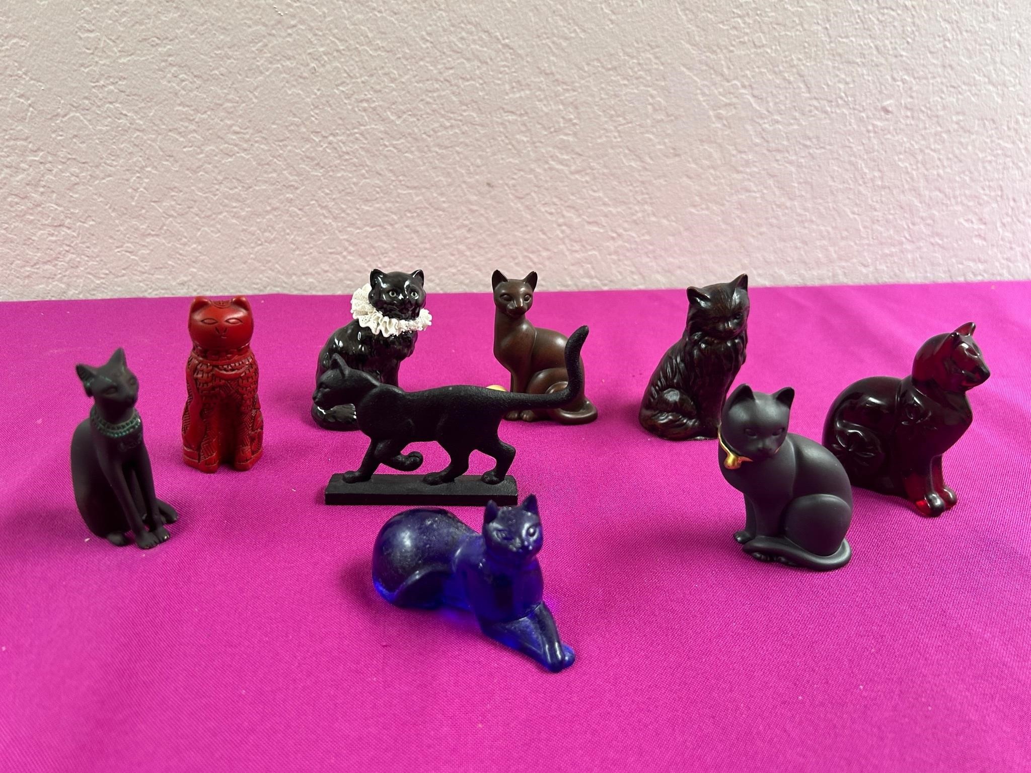 The Franklin Mint Metal, & Wood Cat Figurines