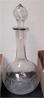 ETCHED HAND BLOWN GLASS DECANTER #2