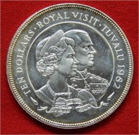 1982 Royal Visit Tuvala $10 Silver Commemorative