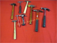 Hammers: Ball Peen, Claw, Tack & Other 9pc lot