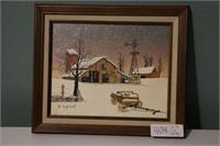 Winter Farm Canvas Painting R. Haywood