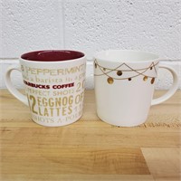 Lot Of 2 Starbucks Holiday Themed Coffee Mugs
