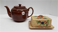 TEAPOT + BUTTER DISH