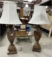 Pair of Marble Urn Lamps