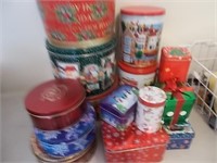 Lot of Christmas Tins Multiple Sizes and Shapes