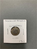 1963 Dominican Republic 10 Centavos Piece