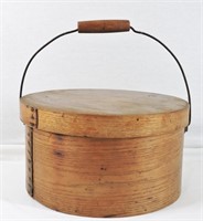 Antique Wood Cheese Box With Lid & Handle 11"