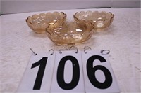 3 Vintage 1950's Depression Glass Oval Candy Dish-
