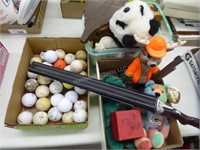 3 boxes: golf balls & decor