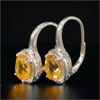 925 Sterling Silver Yellow Citrine Dangle