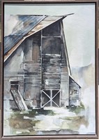 Framed Textured Barn Print On Canvas