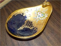 5" Gold plated over cobalt dish