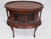 Hand Carved Mahogany Oval Chocolate Table or Curio