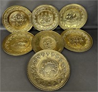 (7) Embossed Brass Decorative Plates