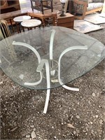 Dinning table or game table with glass top and met
