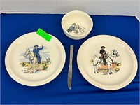 4 pc. HOPALONG CASSIDY HOPPY Dinnerware Lot