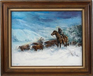 Art Garber oil on canvas - Western Painting