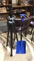 Tripod and car trunk snow shovel with retractable