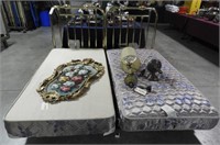 Lot #1544A - Pair of Brass twin beds with frames