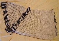 Hand Crochet Comfy Beige w/Fringe Heavy Yarn Blank