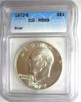 1972-S Silver Ike ICG MS69 LISTS $3400