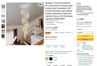 B7715  LED Crystal Chandelier 20 Ft. 3000K/6000K