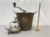 Pewter Tea Pot & Butter Churn Handle