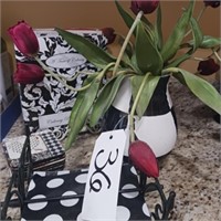 EMERIL COOKBOOK, BLACK & WHITE VASE