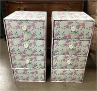 Cardboard floral patterned Chests of Drawers (2)