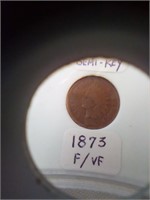 1873 F/VF Indian head penny semi-key