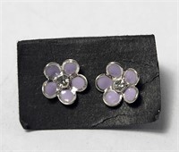 Lavender Flower Post Earrings Sterling Silver DaiG
