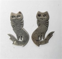 Cats with Bow Ties Sterling Silver Lot of 2 VTG
