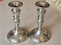 Pair of Lenox Pewter Weighted Candle Holders