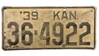 1939 Kansas License Plate