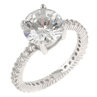 Sparkling Round 4.01ct White Topaz Solitaire Ring