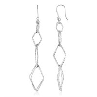 Interlocking Diamond Silver Dangle Earrings