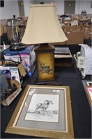 Deer Table Lamp & Ram Picture