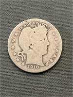 1910 Barber Silver Quarter