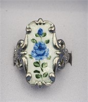 Beau Sterling Vtg Enamel Blue Flower Ring Sz 7 Tw