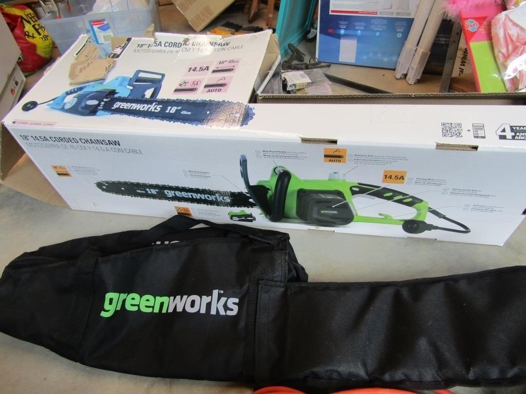 Greenworks Electric Corded Chainsaw w/Cover-Works