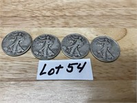 1942,1943,1944, &1945 Walking Liberty Half Dollars