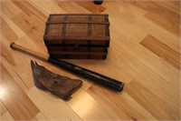 Small Wood Chest, Bat, Driftwood.